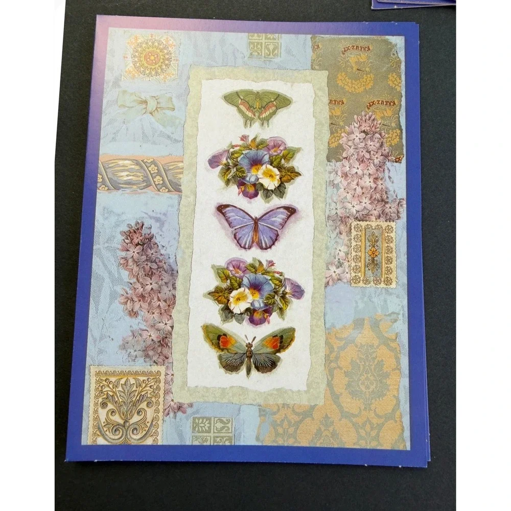 New Seasons Butterfly Note Cards Set 16 Blank Stationery Blue Envelopes Boxed